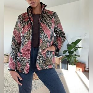 quilted animal print jacket